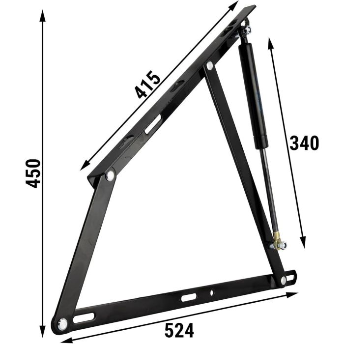 Juego De Bisagra Canape Con Resorte De Gas Y Sistema De Enganche Con Bulones Rosca M8 Fuerza Pistón 600N Q&Q 1