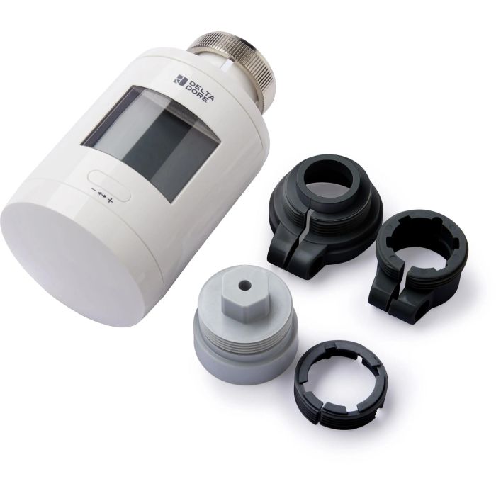 Delta Dore TRV 1.0 Adapt - Tête thermostatique connectée avec adaptateurs - Programmation, contrôle vocal et smartphone Delta Dore TRV 1.0 Adapt - Tête thermostatique connectée avec adaptateurs - Programmation, contrôle vocal et smartphone