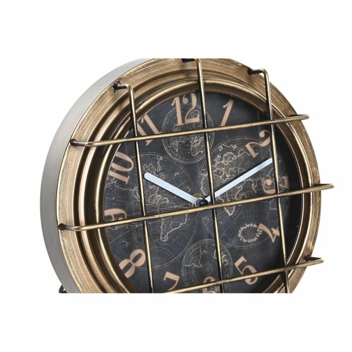 Horloge de table DKD Home Decor Blanc Noir Doré Argenté Mappemonde (2 Unités) 2