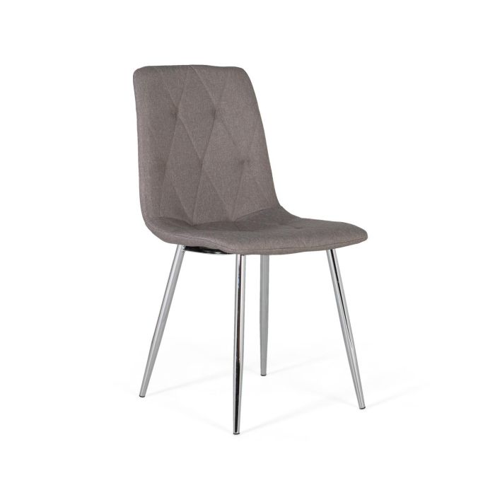 GINER Y COLOMER - Lot de 4 Chaises de Salle à Manger avec Dossier et Siège Coussins, Assise en Tissu, Pieds en Acier Chromé - Gris et Argent 0 GINER Y COLOMER - Lot de 4 Chaises de Salle à Manger avec Dossier et Siège Coussins, Assise en Tissu, Pieds en Acier Chromé - Gris et Argent 0