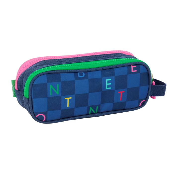 Trousse Fourre-Tout Double Benetton Damero Blue marine 21 x 8 x 6 cm 1 Trousse Fourre-Tout Double Benetton Damero Blue marine 21 x 8 x 6 cm 1