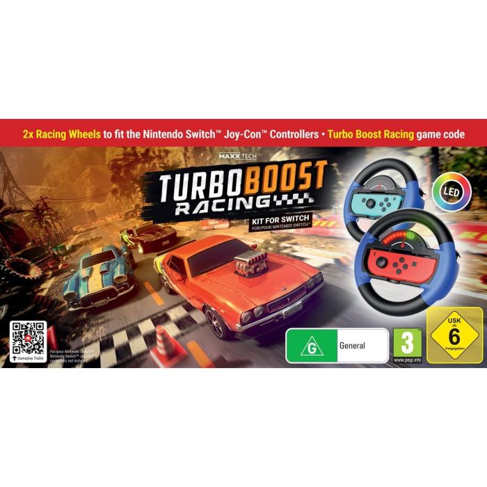 Just For Games Turbo Booster Racing Kit Volant et Jeu pour Nintendo Switch Code en Boîte