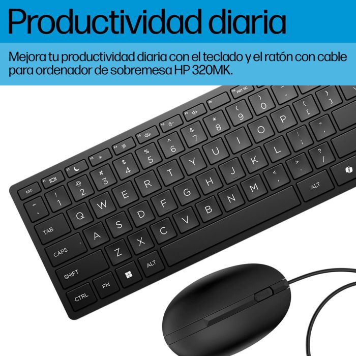 clavier et souris HP 9SR36UT Noir Espagnol Qwerty 5