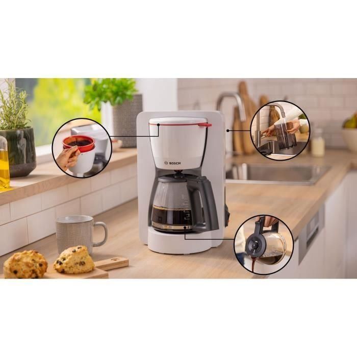 Cafetiere Filtre - BOSCH - TKA2M111 MyMoment - Blanche - Capacité 1,25L - verseuse verre - systeme anti-gouttes 1 Cafetiere Filtre - BOSCH - TKA2M111 MyMoment - Blanche - Capacité 1,25L - verseuse verre - systeme anti-gouttes 1