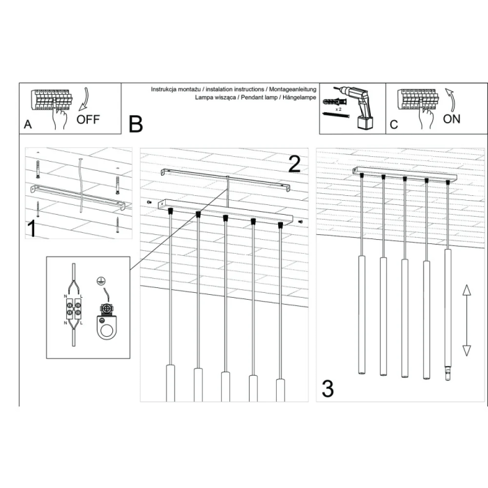 Lampe Suspendue "Pastelo-1" SOL-SL.0472, Style Contemporain, Douille G9 4 Lampe Suspendue "Pastelo-1" SOL-SL.0472, Style Contemporain, Douille G9 4