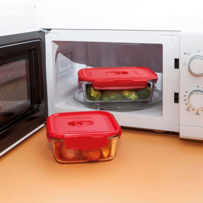 Recipiente Cuadrado Hermético Vidrio Pure Box Rojo Luminarc 16 cm- 122 cL 3 Recipiente Cuadrado Hermético Vidrio Pure Box Rojo Luminarc 16 cm- 122 cL 3