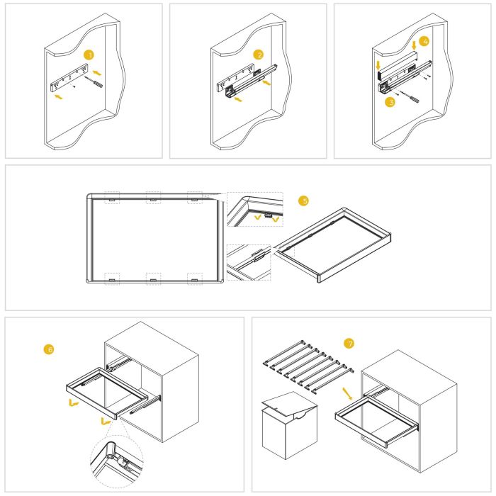 Emuca Kit de porte-pantalon à 7tringles, panier et rack ajustable Quartz pour armoires, glissières extension totale et à fermeture douce, Module 80cm, Finition Titane 12