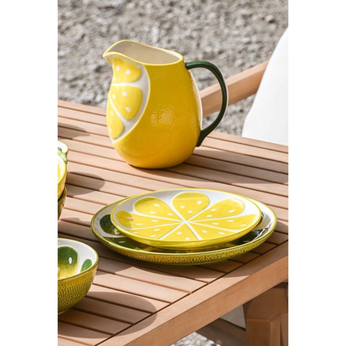 Assiette plate Home ESPRIT Jaune Vert Grès Citron 22,5 x 22,5 x 2,5 cm (2 Unités) 4 Assiette plate Home ESPRIT Jaune Vert Grès Citron 22,5 x 22,5 x 2,5 cm (2 Unités) 4