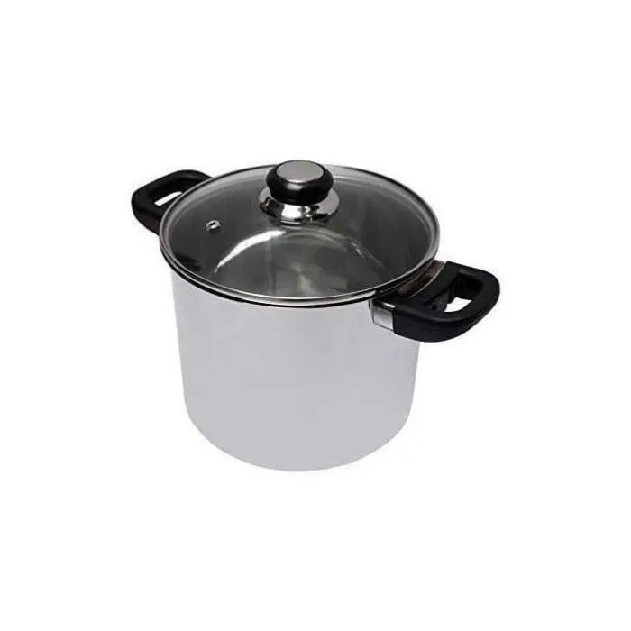 Baumalu Marmite Traiteur Inox 24 cm avec Couvercle en Verre et Poignée Bakélite Compatible Induction 2