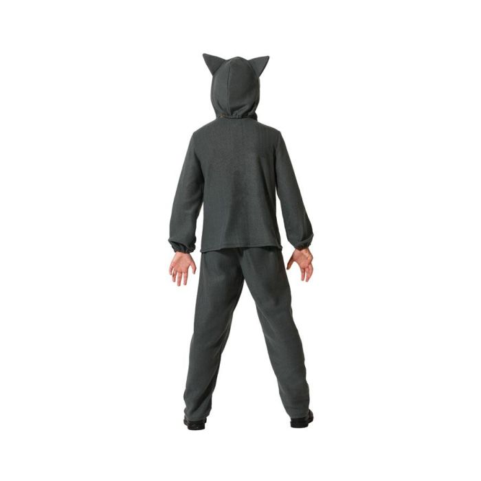 Déguisement Loup Garçon Enfant 7-9 Ans - Costume Carnaval Fantaisie Animal Forêt 3 Pièces (Cagoule, T-Shirt, Pantalon) Gris Polyester