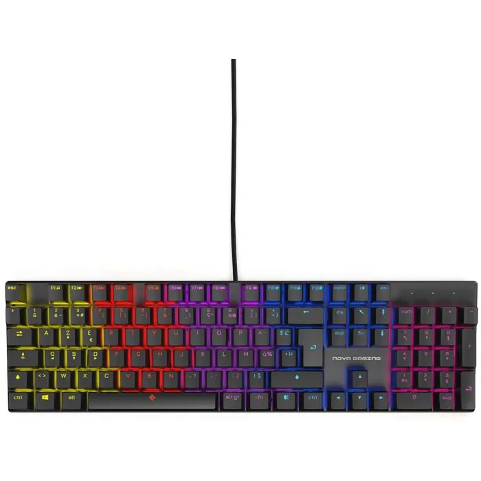 Nova Gaming Clavier Gamer Mécanique HERCULE, Switches pour Frappe Précise, Rétroéclairage LED RGB Personnalisable, Filaire, Confort de Jeu Optimal Nova Gaming Clavier Gamer Mécanique HERCULE, Switches pour Frappe Précise, Rétroéclairage LED RGB Personnalisable, Filaire, Confort de Jeu Optimal
