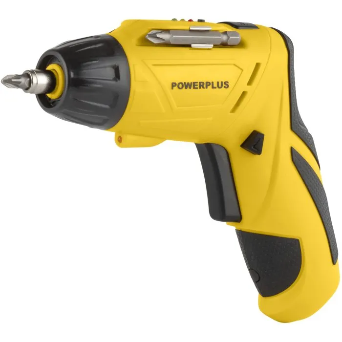 Powerplus Tournevis POWX00406 4 V avec Eclairage LED, Poignée Ajustable 2 Positions et Porte-embout Magnétique HEX - Léger et Compact pour Bricolage