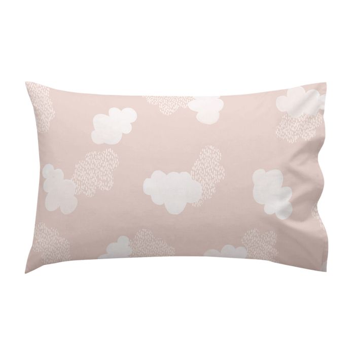 Jeu de draps HappyFriday Basic Kids Clouds Rose Lit de bébé 2 Pièces