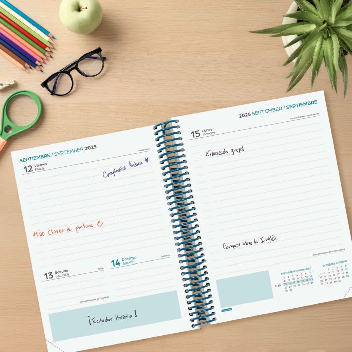 Agenda Finocam DIVA Multicouleur quarto 15,5 x 21,2 cm Jungle 2025-2026 3