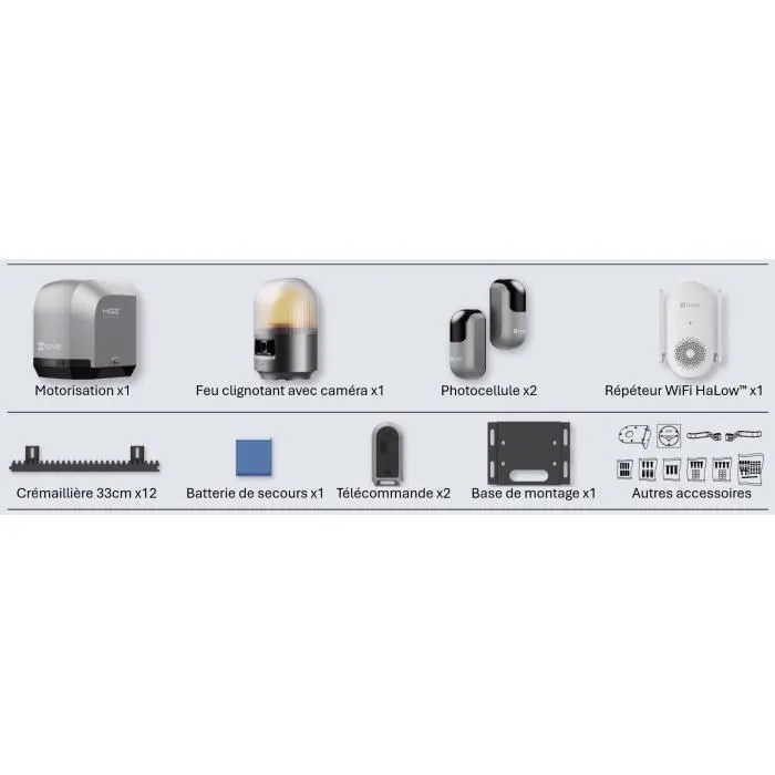 EZVIZ Kit Moteur de Portail Coulissant Connecté HG2 600 Pro - Motorisation jusqu'à 600 kg, Contrôle Smartphone, Sécurité Anti-Écrasement