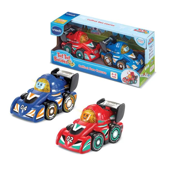 VTech TUT TUT BOLIDES Coffret Duo Course (Louis + Tom) - Véhicules Jouets avec Sons et Lumières - 1 à 5 ans - Multicolore - Jeu en Français