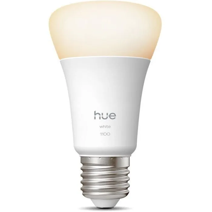 Philips Hue Ampoule LED connectée A60 - Luminosité 1100 lumens - 9,5 W - Blanc chaud 2700K - Culot E27 - Gradation fluide Philips Hue Ampoule LED connectée A60 - Luminosité 1100 lumens - 9,5 W - Blanc chaud 2700K - Culot E27 - Gradation fluide