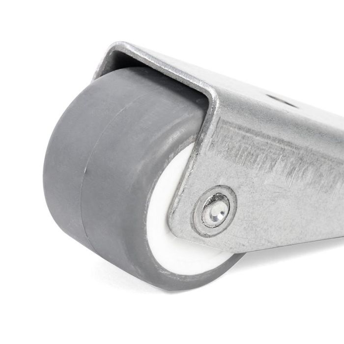 Rueda Fija Anui Aro De Goma Gris D24 H26 Soporte De Pala Larga Zincado. Q&Q 2