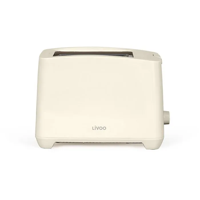 Livoo Grille-pain DOD162C 2 fentes, 750 W, thermostat réglable 7 niveaux, fonctions décongélation et réchauffage, tiroir ramasse-miettes, Blanc cassé