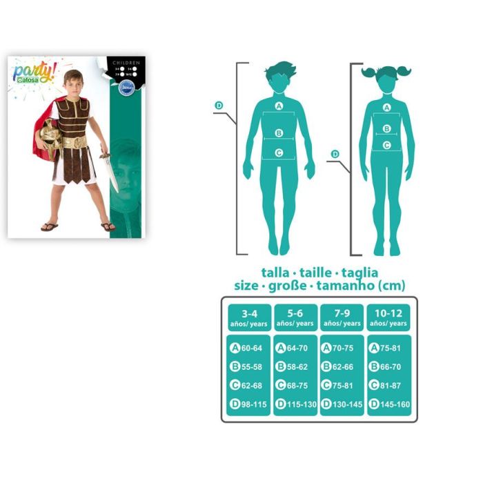 Déguisement Gladiateur Romain pour Enfant Garçon 10-12 Ans - Costume avec Ceinture, Tunique et Cape Marron en Polyester