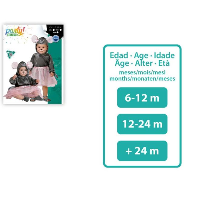 Déguisement Bébé Souris avec Oreilles Unisex 12-24 Mois - Costume Gris en Polyester pour Nourrisson