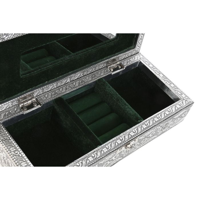 Boîte à bijoux Home ESPRIT Vert Argenté Bois Aluminium 22,5 x 10 x 6,5 cm 3