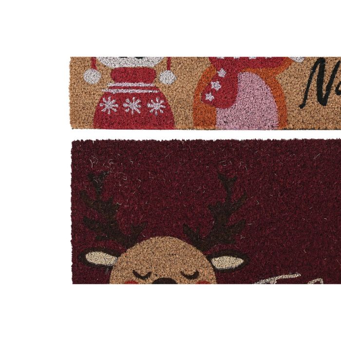 Paillasson DKD Home Decor Rouge Multicouleur PVC Fibres de coco 60 x 40 x 1,5 cm (2 Unités) 1