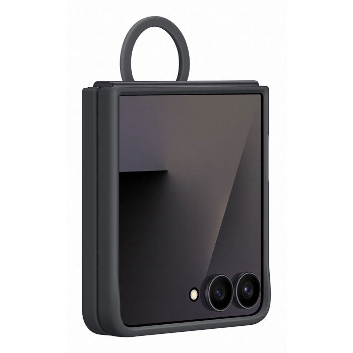 Samsung Galaxy Flip7 Housse Étui Silicone Noir avec Anneau Ring Case - Protection Résistant aux Traces de Doigts