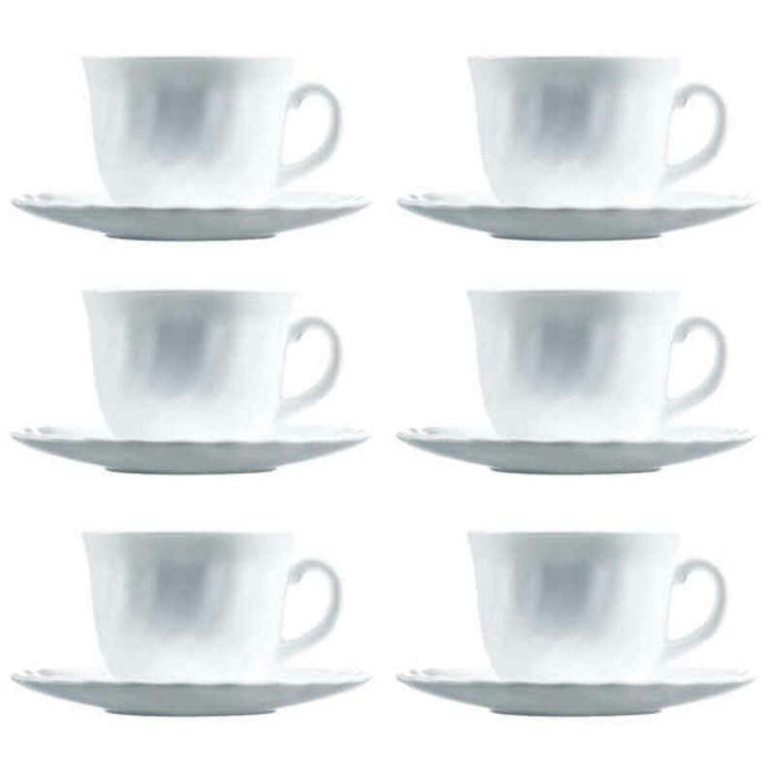 Lot de tasses avec soucoupes Luminarc Trianon (6 pcs) Blanc verre 220 ml (12 Pièces) 1