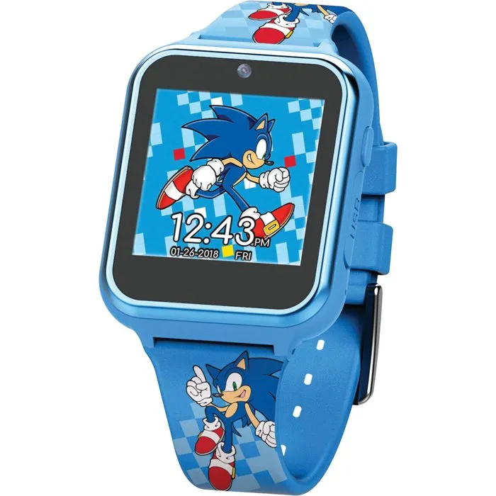 Kids Licensing Sonic - Montre interactive enfant multifonctions avec appareil photo, 6 jeux, podomètre, enregistreur vocal, écran analogique/numérique et charge USB