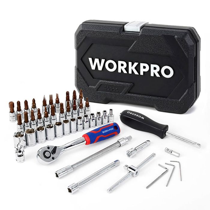 Jeu de clés à douille Workpro 1/4" 46 Pièces