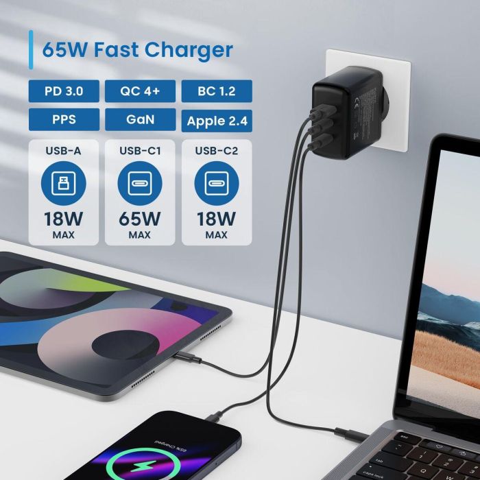 Chargeur mural Ewent EW1331 Noir 65 W 9