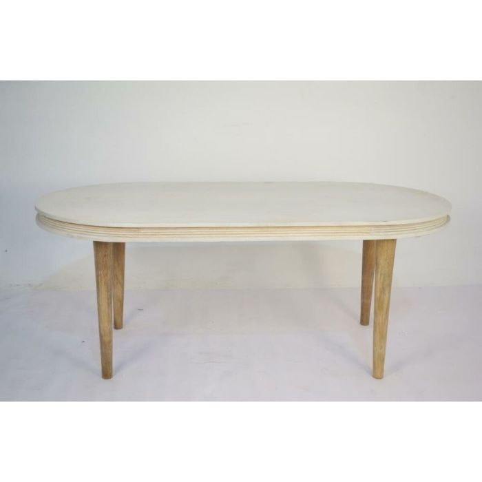 Table de Salle à Manger DKD Home Decor Blanc Doré Laiton Bois de manguier 180 x 90 x 76 cm 2
