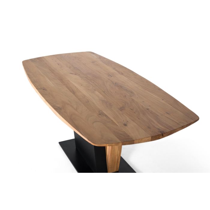 GINER Y COLOMER Table de salle à manger en bois d'acacia massif avec structure métal 240x100x76 cm, finition naturelle et noir 2