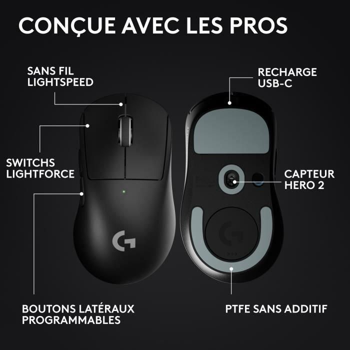 Souris gamer - sans fil - Logitech - G Pro X Superlight 2 DEX - Noir 5