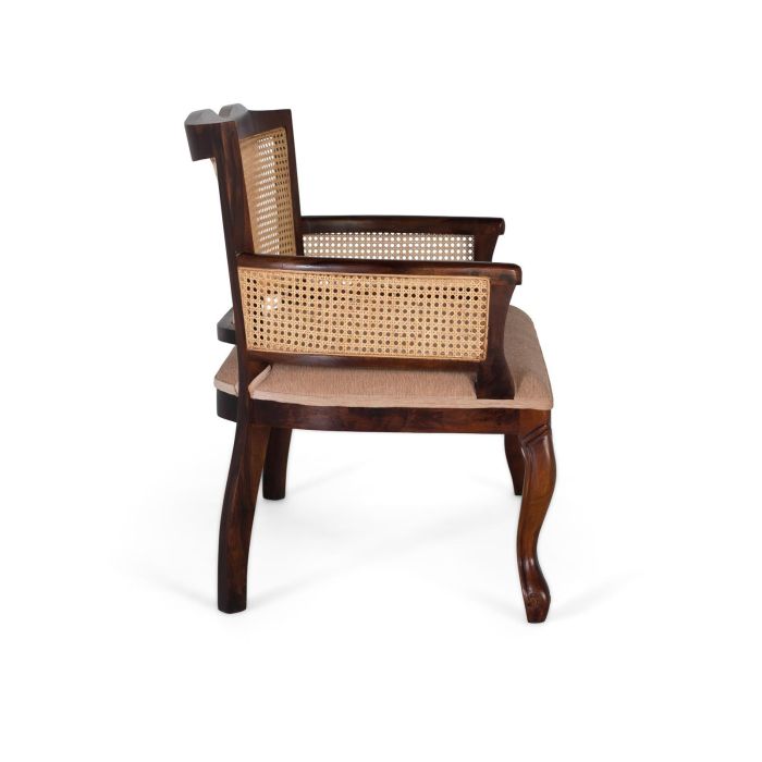 GINER Y COLOMER - Banc de sofa 2 places en bois d'acacia massif - Structure couleur noyer et tissu beige 3