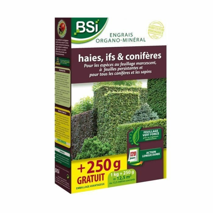 Bsi Engrais Organique pour Haies, Tejos et Conifères - BSI5420046620324 - Follage Vert Foncé - Action Durable - Couvre 12,5 m²