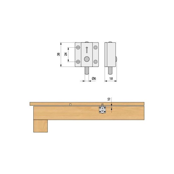 Pasador-Pulsador Automática Gris Para Mesa Herrajes Alk 1