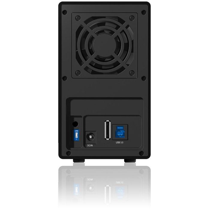 ICY BOX IB-RD3620SU3 Station RAID USB 3.0 et eSATA pour 2 disques durs 3.5" SATA II/III, RAID 0/1/JBOD, boîtier bureau en aluminium noir