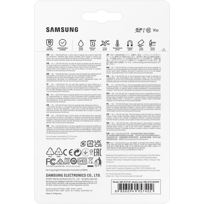 CARD Card 512GB Samsung XC PRO Ultimate (CL10) retail 5