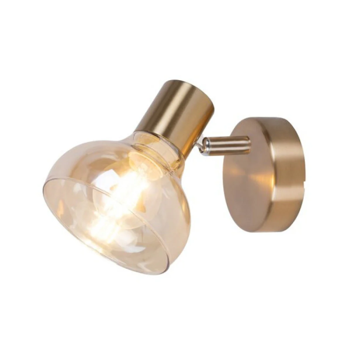 RABALUX Holly Spot 1xE14 IP20 RAB-5546 - Luminaire d'intérieur en verre ambré et métal doré antique, 40W max 1