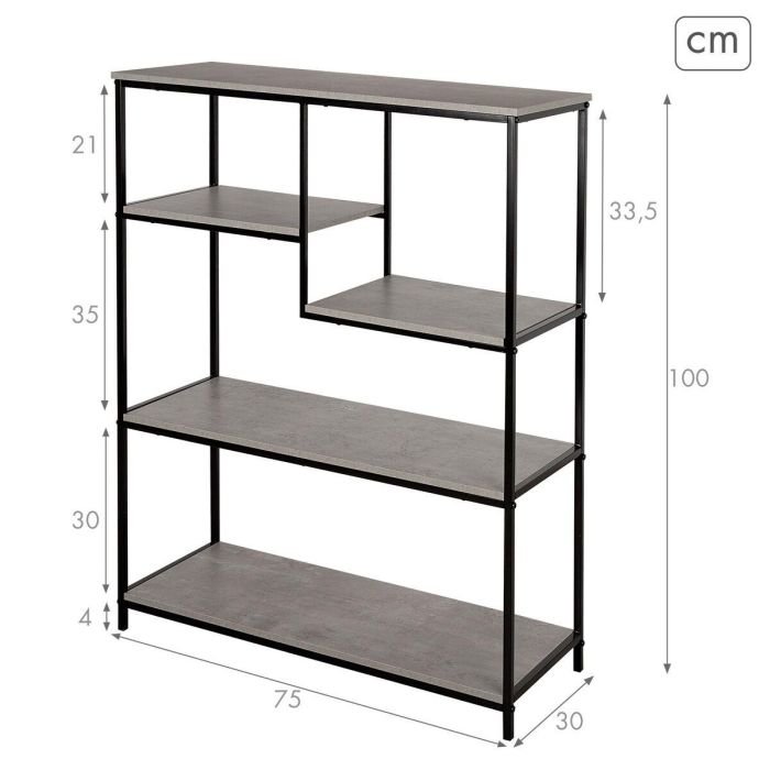 Étagère Max Home Fer Bois MDF 5 Etagères 75 x 100 x 30 cm 3
