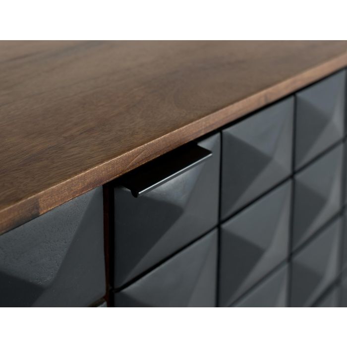 Buffet GINER Y COLOMER en bois de manguier avec pattes dorées, finition noire et avellana, sculpté à la main, 135 cm de largeur 4 Buffet GINER Y COLOMER en bois de manguier avec pattes dorées, finition noire et avellana, sculpté à la main, 135 cm de largeur 4