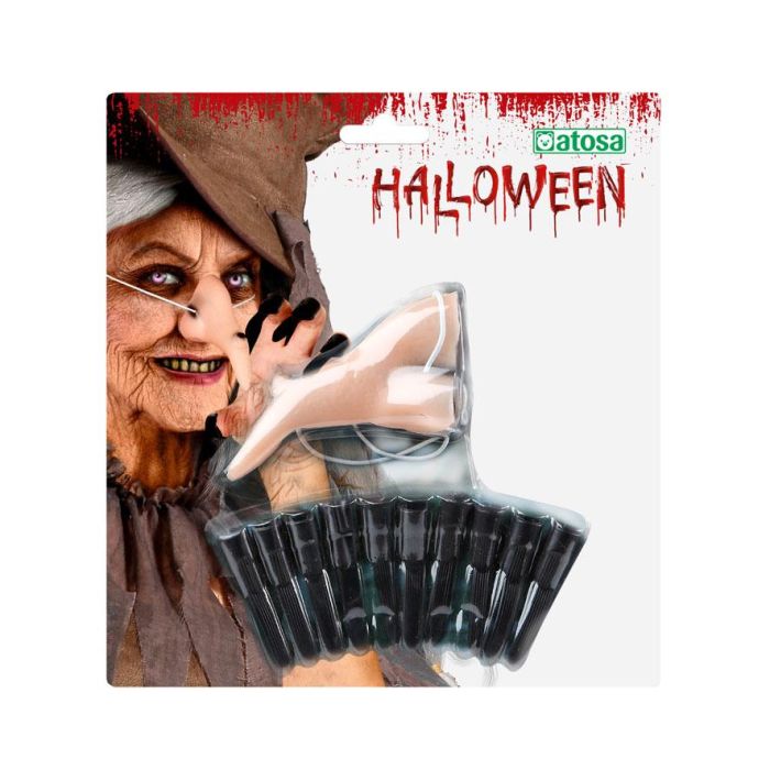 Kit Accessoire Déguisement Sorcière Halloween Incluant Faux Nez Longue Verrue et Ongles Postiches Noirs pour Adultes, Maquillage Effets Spéciaux