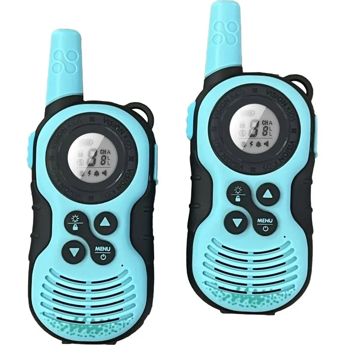 Kids Licensing Talkie Walkie Vision Kids - Pour enfants dès 4 ans - Portée 1 km - 16 canaux - LCD - Accessoires: lampe torche, attache ceinture - Fonctionne sur piles incluses