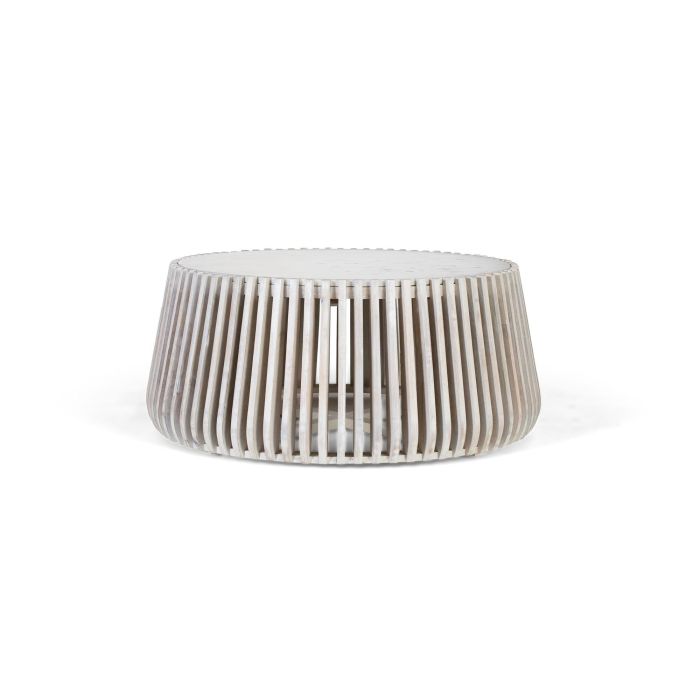 GINER Y COLOMER Table basse ronde en marbre blanc et bois de manguier - Design contemporain et sculptural 0 GINER Y COLOMER Table basse ronde en marbre blanc et bois de manguier - Design contemporain et sculptural 0