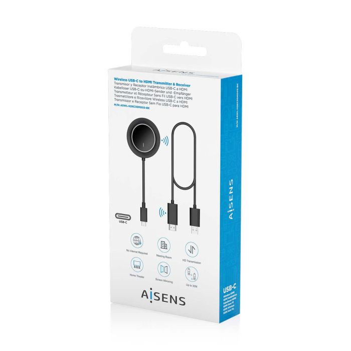 Câble USB-C vers HDMI Aisens ASWL-H2KC30M003-BK Noir 12 Câble USB-C vers HDMI Aisens ASWL-H2KC30M003-BK Noir 12