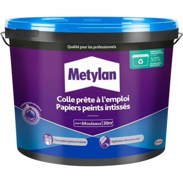 Metylan Colle pour papier peint 2958232 Intissé Seau 4,5 kg