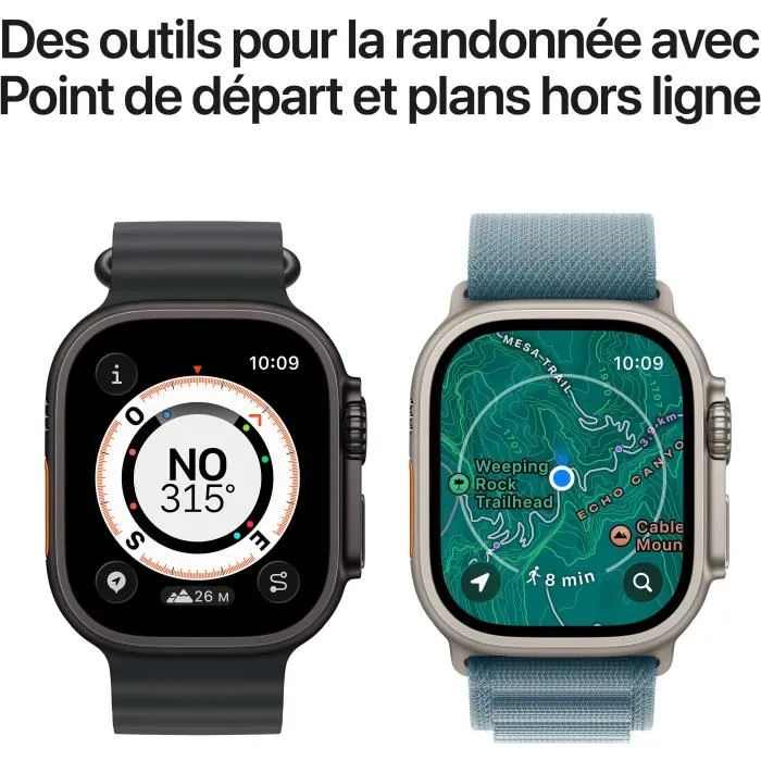 Apple Watch Ultra 3 GPS + Cellular 49 mm Boîtier Titane Naturel Bracelet Alpine Loop Bleu Clair Petit MEWK4QFA 5
