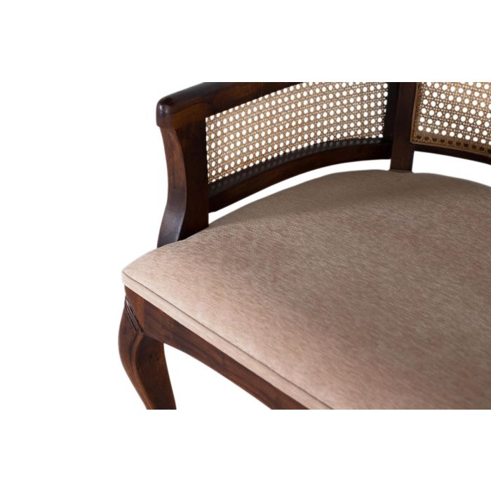 GINER Y COLOMER - Banc de sofa 2 places en bois d'acacia massif - Structure couleur noyer et tissu beige 4